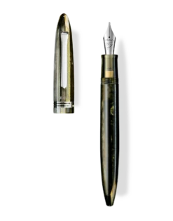 Tibaldi Bononia Martini Olive Resin Fountain Pen, Palladium Trim